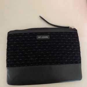 St. John black woven clutch